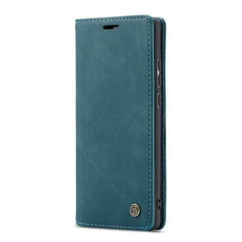 Retro Leather Wallet Flip Phone Card Slot For Samsung Galaxy A30s Greenish Blue