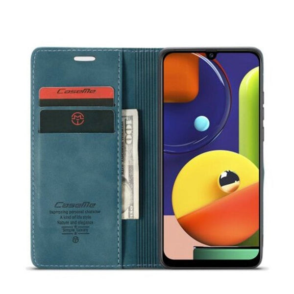 Cases, Covers & Skins Retro Leather Wallet Flip Phone Card Slot For Samsung Galaxy A30s Greenish Blue