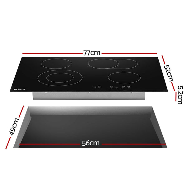 Cooktops Devanti Ceramic Cooktop 77Cm Electric Cooker 4 6 Burner Stove Hob Touch Control