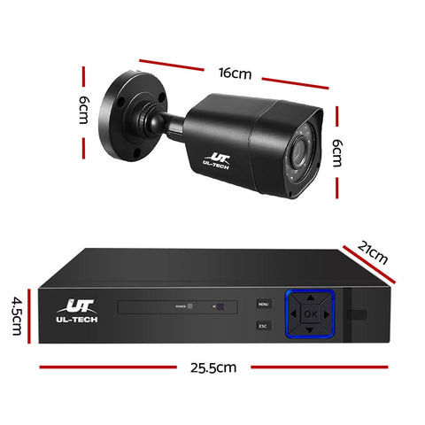 Ul-Tech 4Ch 5 In 1 Dvr Cctv Security System Video Recorder Cameras 1080P Hdmi Black