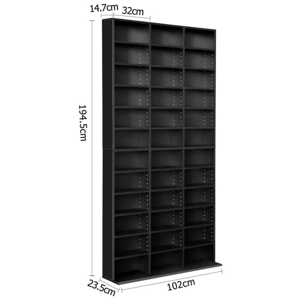 CD & Video Racks Artiss Adjustable Book Storage Shelf Rack Unit Black