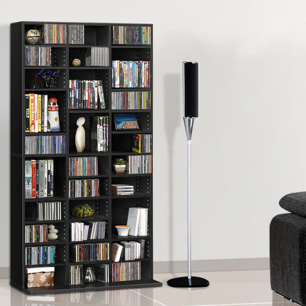 CD & Video Racks Artiss Adjustable Book Storage Shelf Rack Unit Black