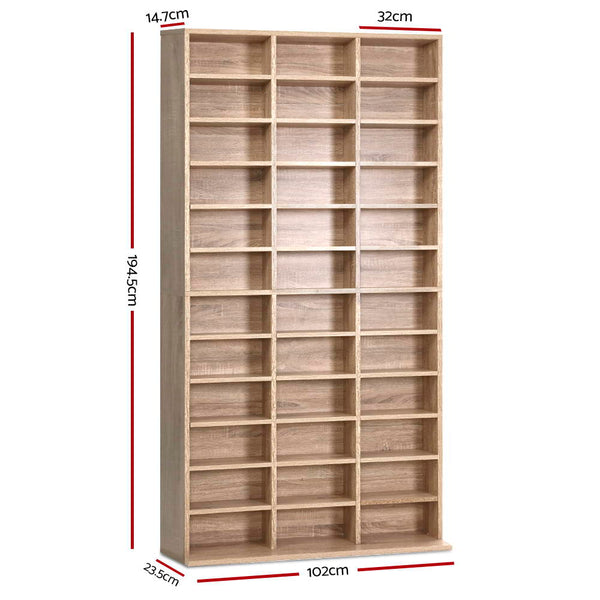 CD & Video Racks Artiss 528 Dvd 1116 Cd Storage Shelf Media Rack Stand Cupboard Book Unit Oak