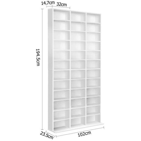 CD & Video Racks Artiss Adjustable Book Storage Shelf Rack Unit White