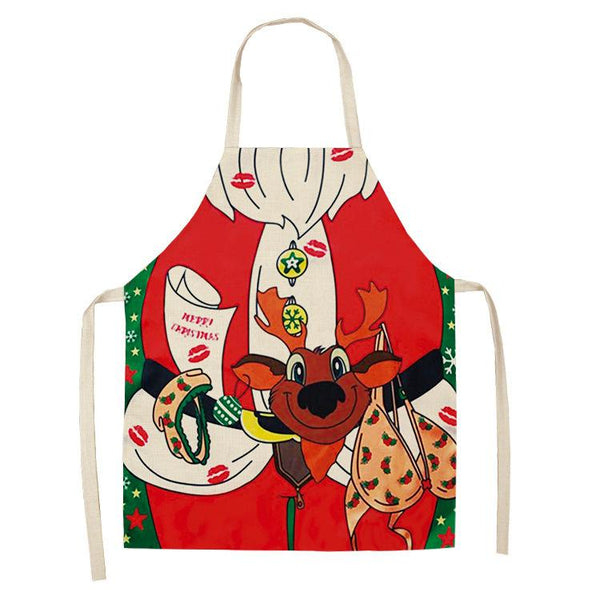 Aprons Christmas Santa Claus Kitchen Home Apron Linen Polyester Cartoon