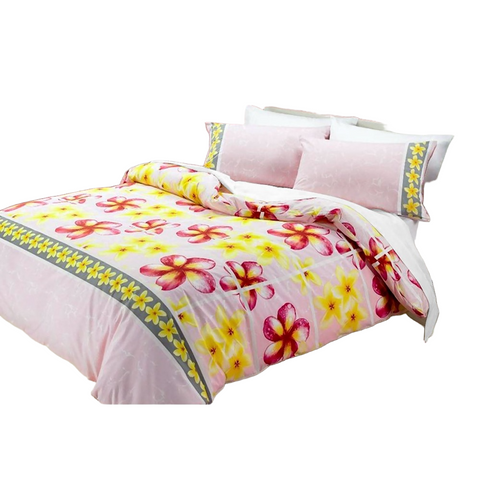 Quilt Covers Floating Frangipani Quilt Cover Set Soft Pink Single