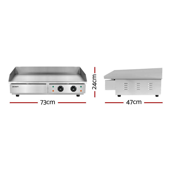 Cooktops Devanti Commercial Electric Griddle Bbq Grill Hot Plate Stainless Steel 4400W