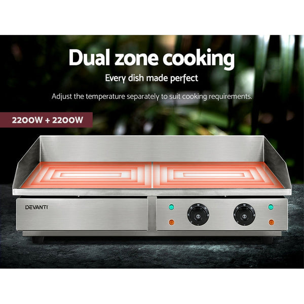 Cooktops Devanti Commercial Electric Griddle Bbq Grill Hot Plate Stainless Steel 4400W