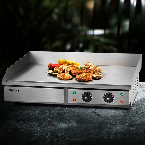 Cooktops Devanti Commercial Electric Griddle Bbq Grill Hot Plate Stainless Steel 4400W