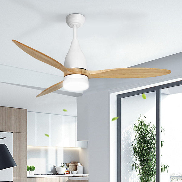 Devanti 52'' Ceiling Fan Led Light Remote Control Wooden Blades Timer 1300Mm