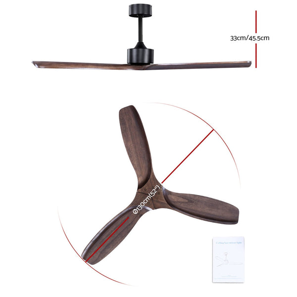 Ceiling Fans Devanti 52'' Ceiling Fan With Remote Control Fans 3 Wooden Blades Timer 1300Mm