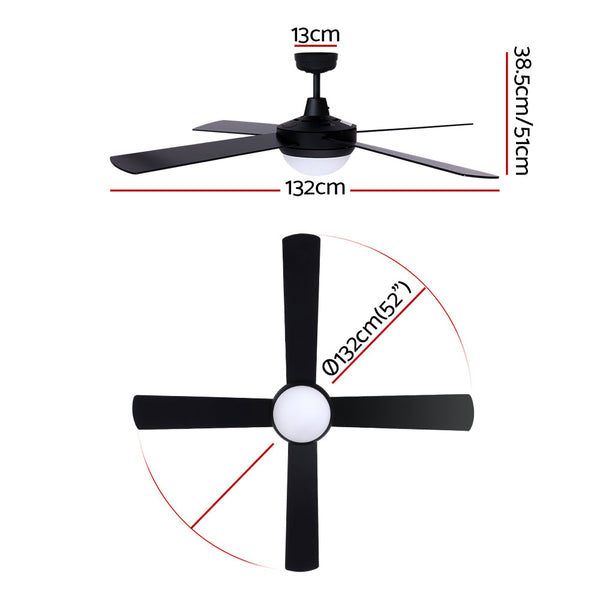 Cooktops Devanti 52'' Ceiling Fan W/Light W/Remote Timer Black