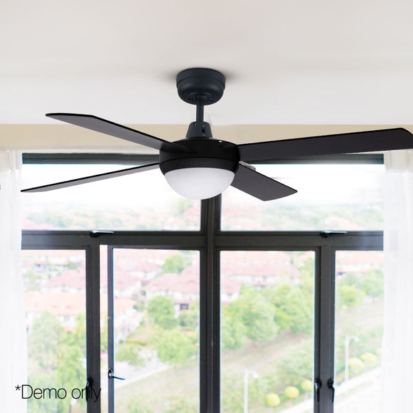 Devanti 52'' Ceiling Fan W/Light W/Remote Timer - Black