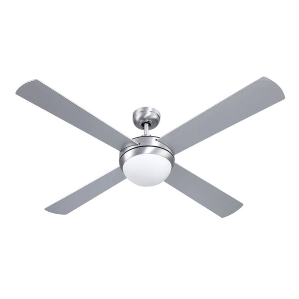 Ceiling Fans Devanti 52 Inch Ceiling Fan With Light Remote Timer Silver Modern Design