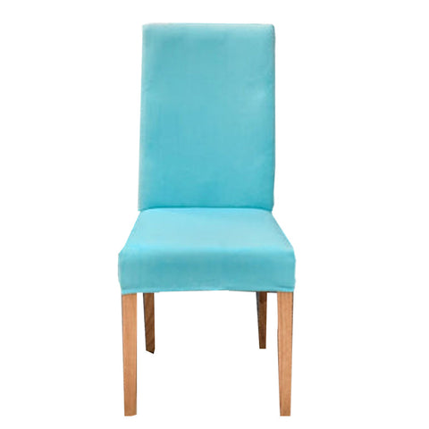 Slipcovers Chair Cover Aqua Blue Velvet Plush Stretch Slipcover For Dining Room Kitchen