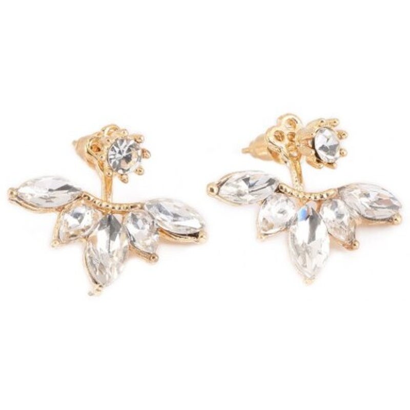 Charming Floral Rhinestone Alloy Stud Earrings For Women Golden