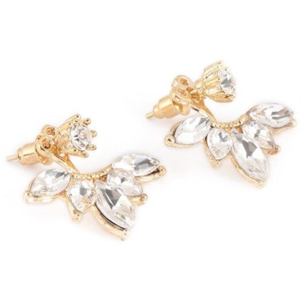 Charming Floral Rhinestone Alloy Stud Earrings For Women Golden