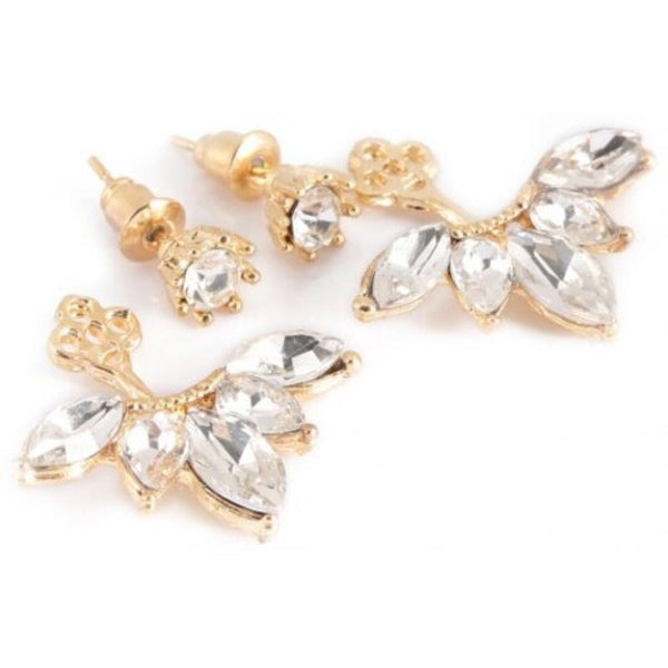 Earrings Charming Floral Rhinestone Alloy Stud For Women Golden