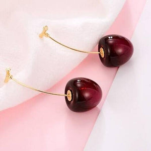 Earrings Cherry Sweet Girl Fun Fruit Plum Pie