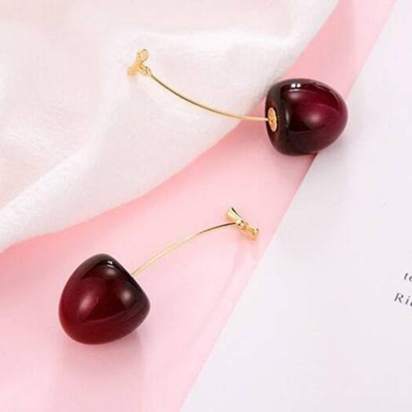 Earrings Cherry Sweet Girl Fun Fruit Plum Pie