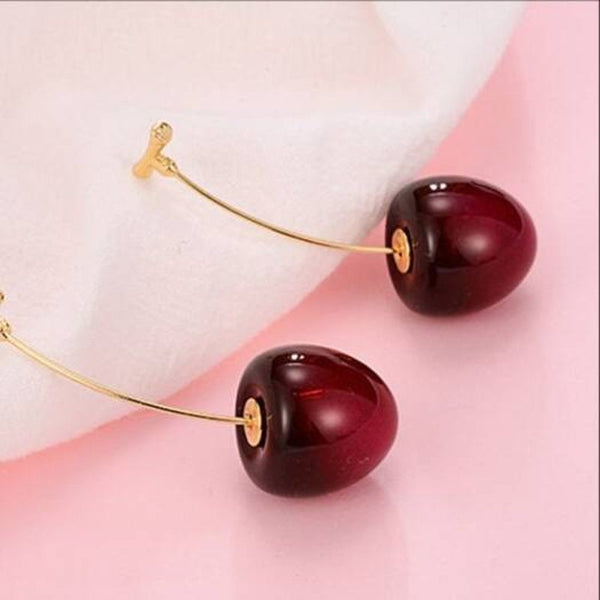 Earrings Cherry Sweet Girl Fun Fruit Plum Pie