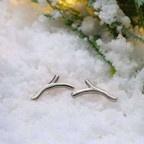 Earrings Christmas Antler Ear Studs Silver