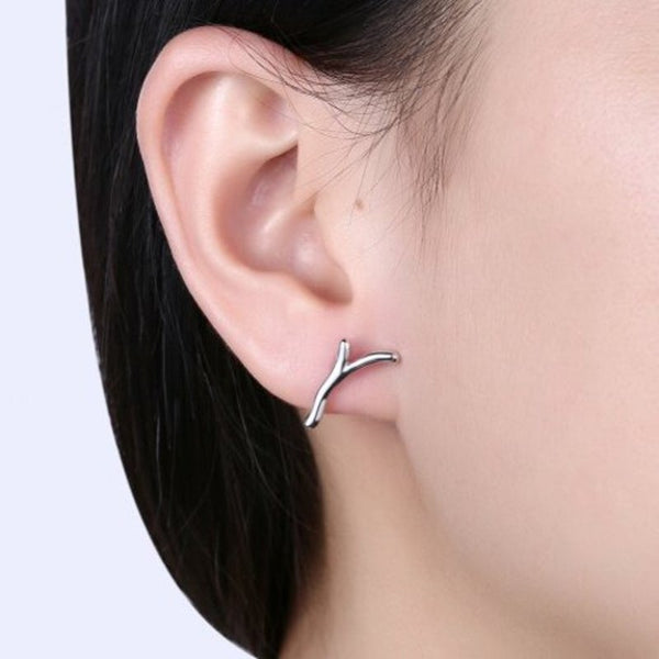 Earrings Christmas Antler Ear Studs Silver