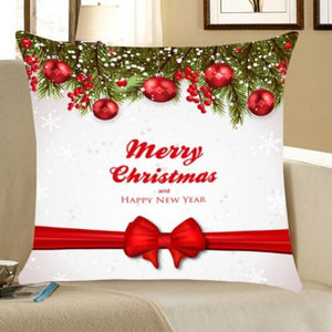 Cushions & Decorative Pillows Christmas Balls Bowknot Belt Pattern Throw Pillow Case Red And White W12 Inch L20