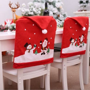 Seasonal Decorations Christmas Cover Santa Claus Chair Set Holiday Decorations