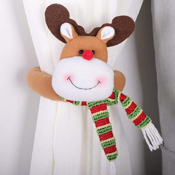 Party Decorations Christmas Curtain Buckle Tie Back Party Home Decoration Cute Santa Claus Snowman