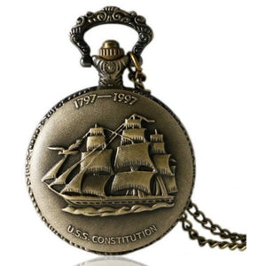 Pocket Watches Christmas Gift Oldsailboat Bronze Quartz Watch