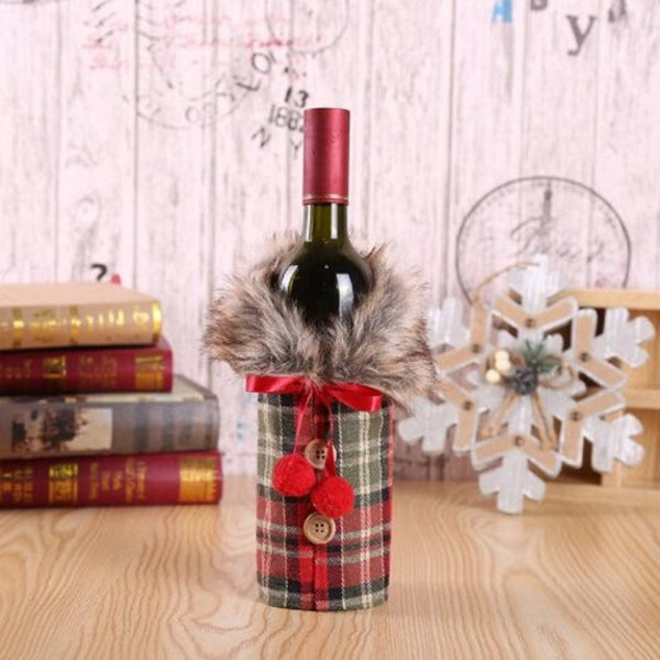 Seasonal Decorations Christmas Red Wine Set Bow Bottle Cover Valentine