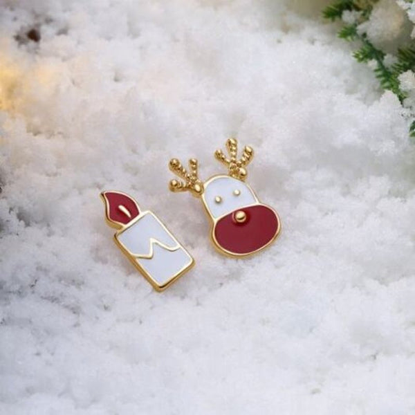 Earrings Christmas Oil Dripping Santa Claus Candle Earring Plated With Gold