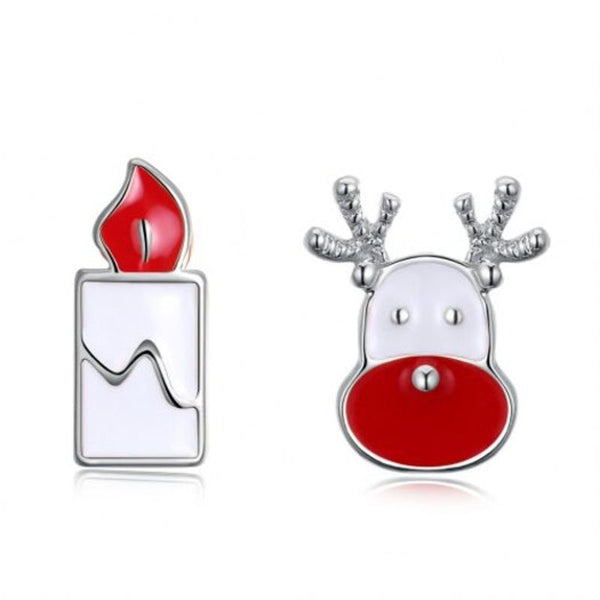 Earrings Christmas Oil Dripping Santa Claus Candle Earring Plated With Platinum Silver