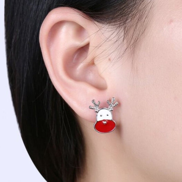 Earrings Christmas Oil Dripping Santa Claus Candle Earring Plated With Platinum Silver