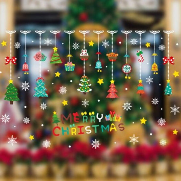 Seasonal Decorations Christmas Pendant Gift Static Glass Background Decoration Removable Sticker Multi A 60X90cm