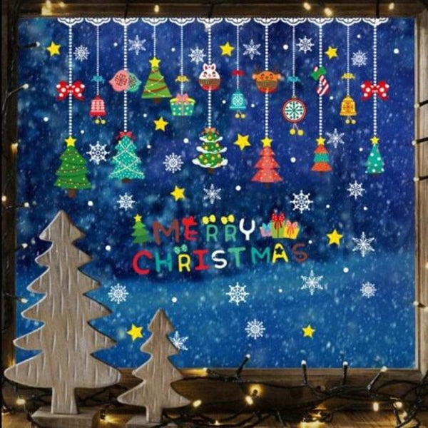 Seasonal Decorations Christmas Pendant Gift Static Glass Background Decoration Removable Sticker Multi A 60X90cm