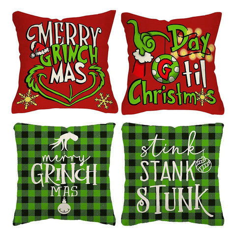 Cushion Covers Christmas Print Throw Pillow Case Cartoon Cushion Cover Home Sofa Decor Gift