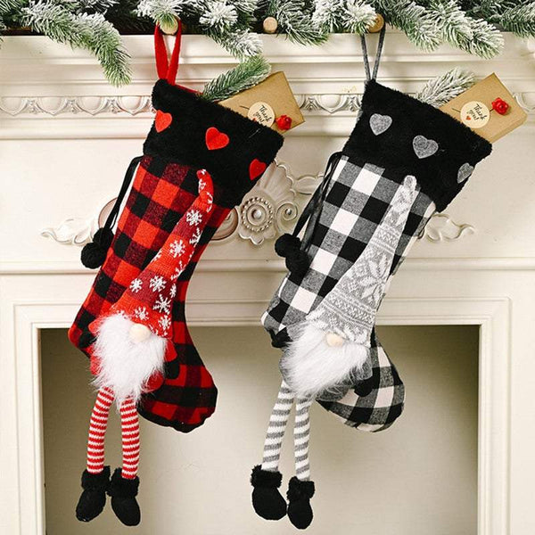 Seasonal Decorations Christmas Decorations Socks Lattice Pattern Gift Bag Candy Home Hanging