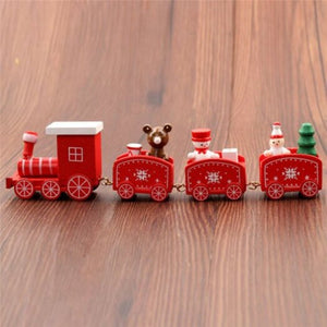 Seasonal Decorations Christmas Train Painted Wood Decoration For Home With Santa Bearkid Toys Gift Red