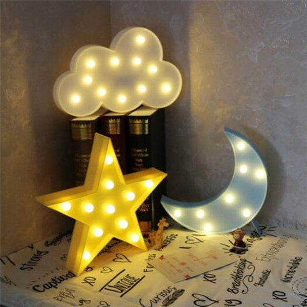 Night Lights Christmas Tree Cloud Star Moon Led 3D Light Kids Gift For Baby Children Bedroom Lamp Decoration Yellow