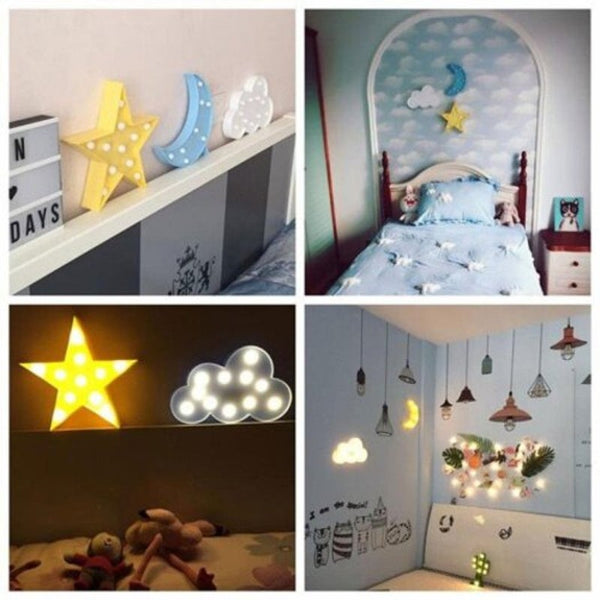 Christmas Tree Cloud Star Moon Led 3D Light Kids Gift For Baby Children Bedroom Lamp Decoration Yellow