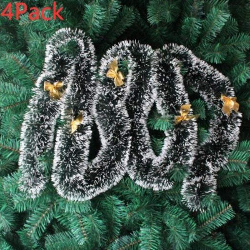 Seasonal Decorations Christmas Tree Ribbon Decoration Gift Hair Strip Ink Green White Side With Bow And Plus 5 Golden Bows