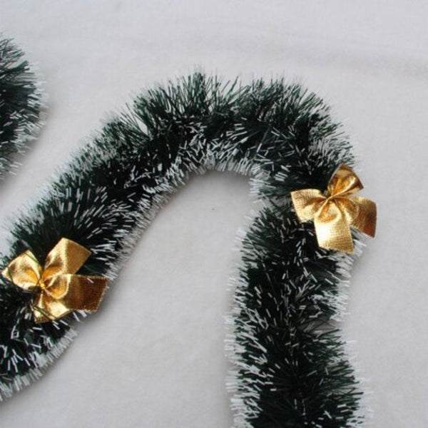 Seasonal Decorations Christmas Tree Ribbon Decoration Gift Hair Strip Ink Green White Side With Bow And Plus 5 Golden Bows