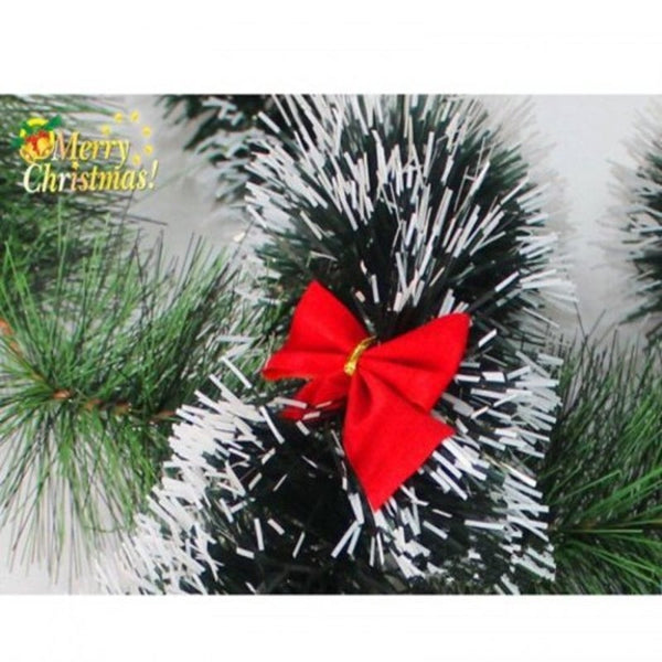 Seasonal Decorations Christmas Tree Ribbon Decoration Gift Hair Strip Ink Green White Side With Bow And Plus 5 Golden Bows