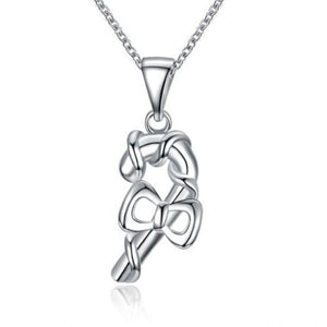 Christmas Zircon Bow Necklace Silver