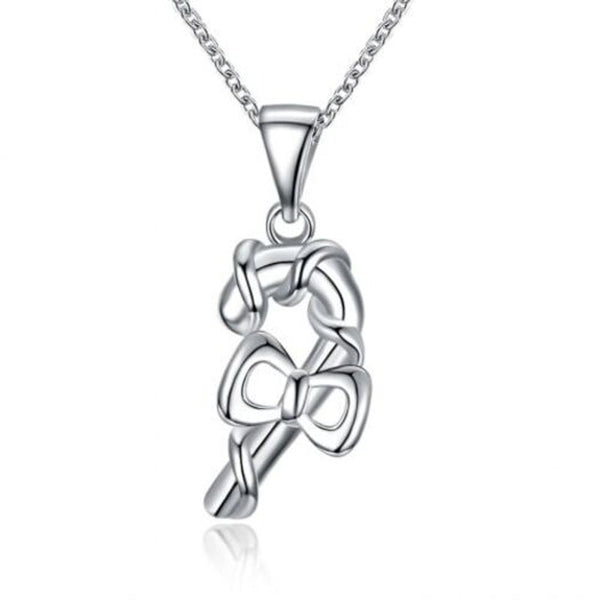 Necklaces & Pendants Christmas Zircon Bow Necklace Silver