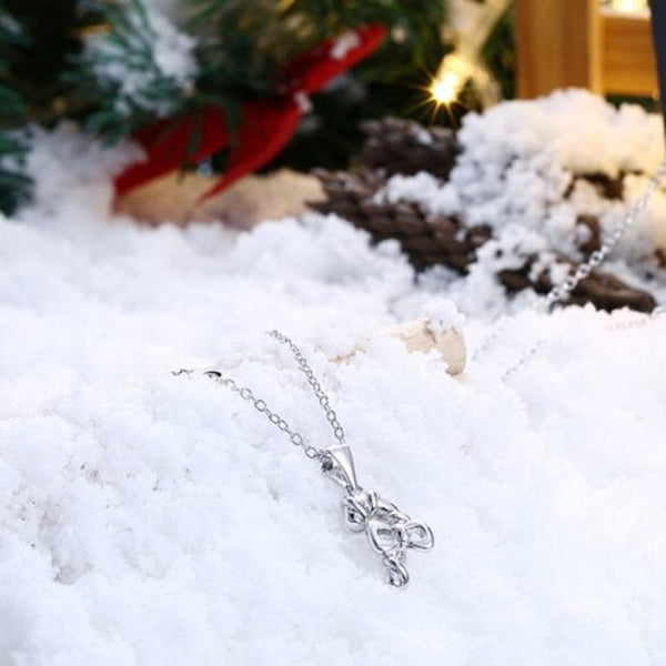 Necklaces & Pendants Christmas Zircon Bow Necklace Silver