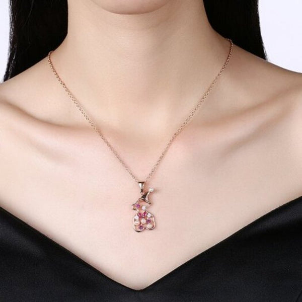 Necklaces & Pendants Christmas Zircon Necklace Snowman Rose Gold