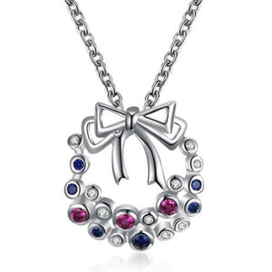 Necklaces & Pendants Christmas Zircon Necklace With A Bow Silver